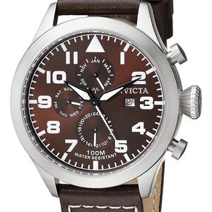 Invicta Men's SS Watch with Brown Leather Band